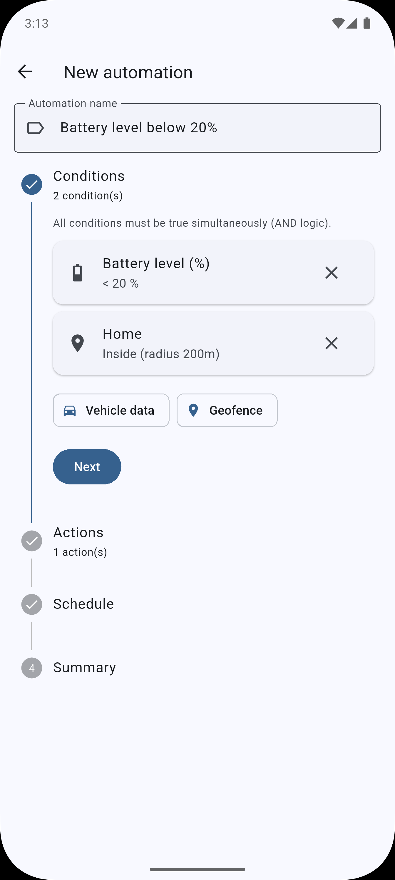 Automation Conditions Screenshot