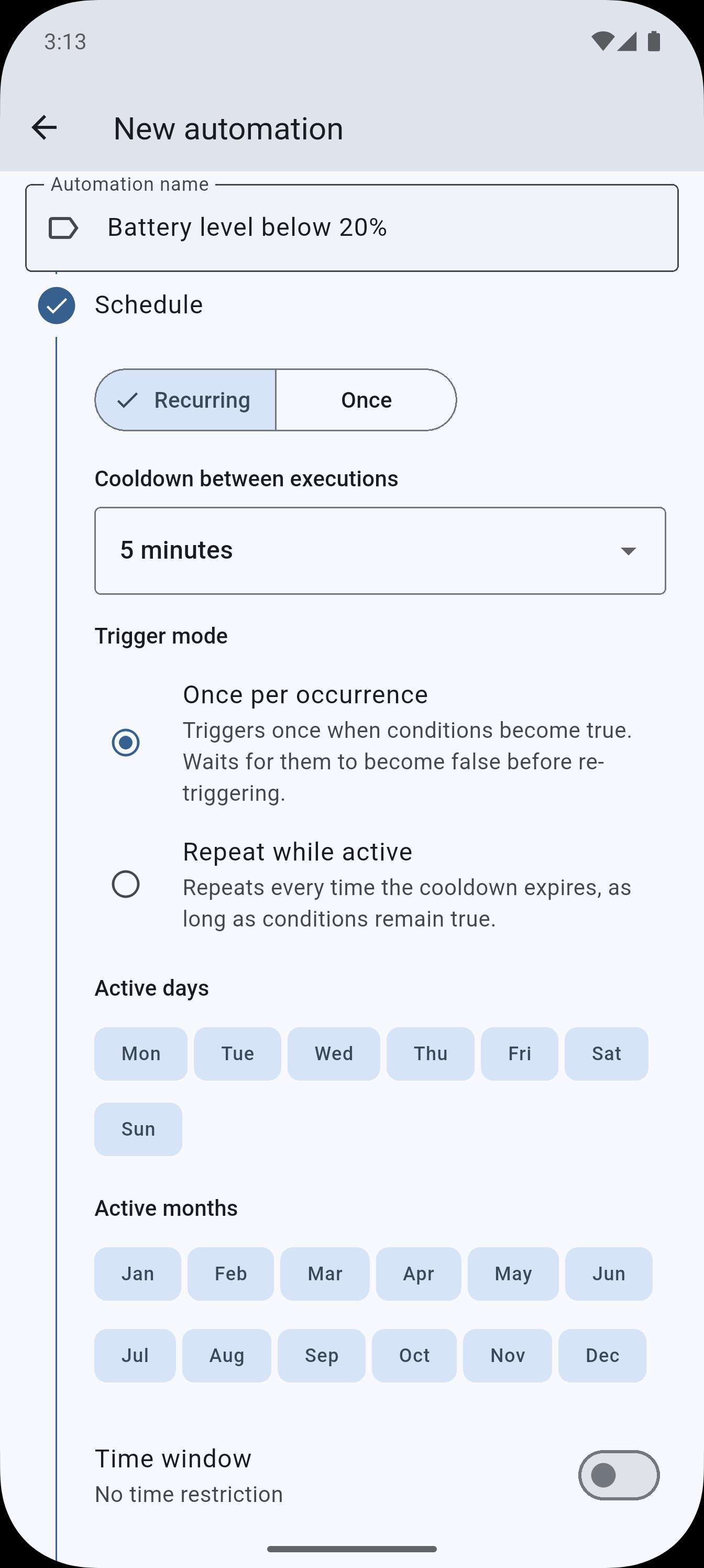 Automation Schedule Screenshot